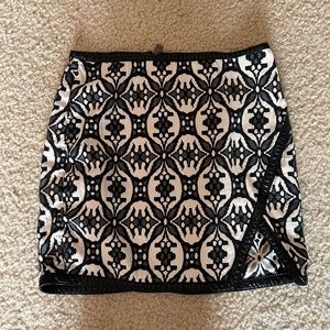 Express Blue Geometric Mini Skirt, Size 00